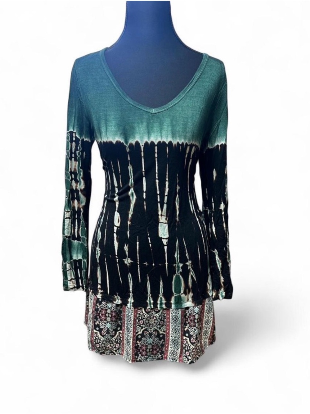 y2k fairy grunge tie dye mini dress goth boho alt long sleeve cyber fairy 2000s